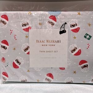Isaac Mizrahi Christmas Santa Clause Twin Sheet Set